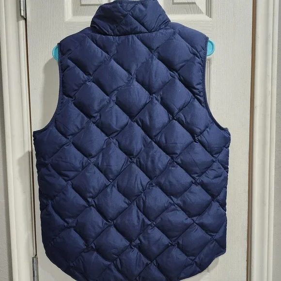 Woolrich Women's Quilted Down Puffer Vest L Navy Zip Front Gold Snaps Pockets - Picture 9 of 13